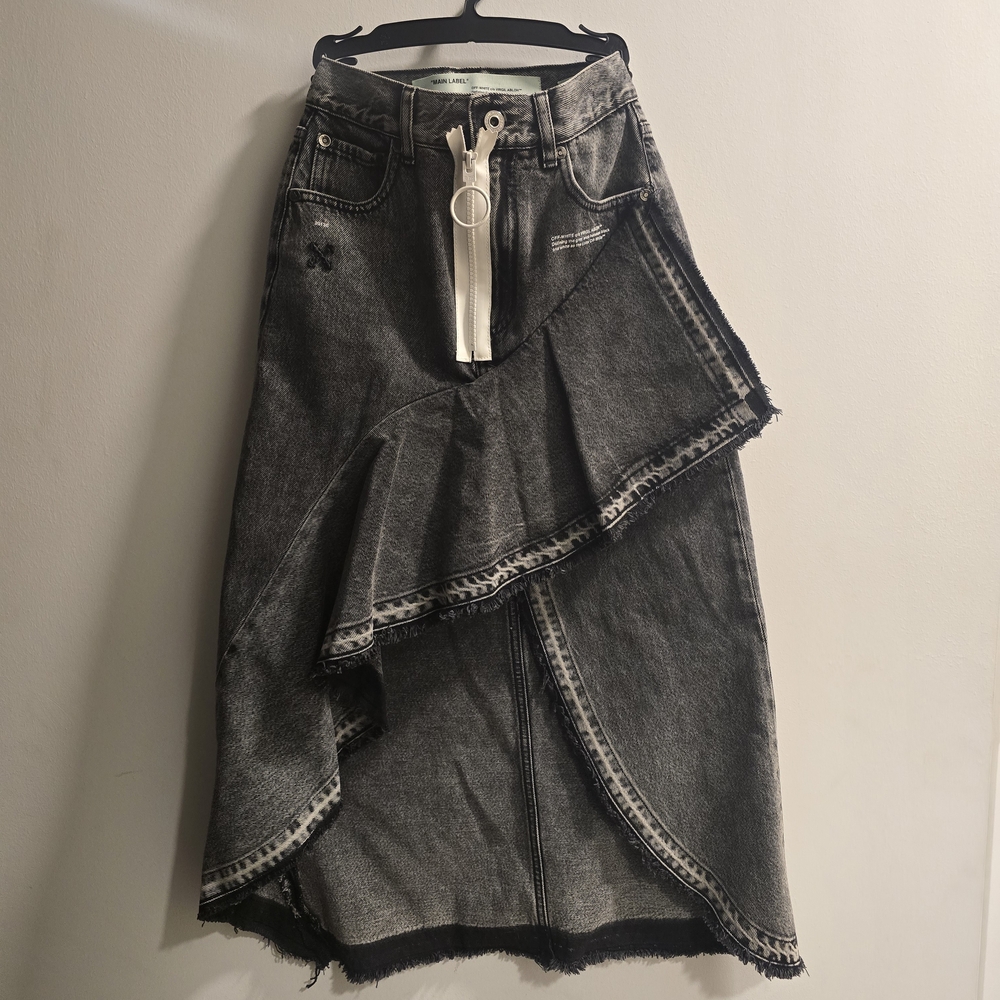 Offwhite Asymmetrical Denim Skirt